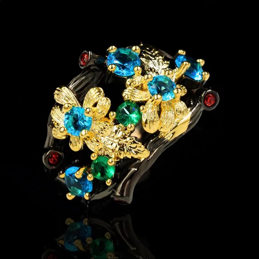 Ring 💍 Antique Gold Plated AAA Zircon
